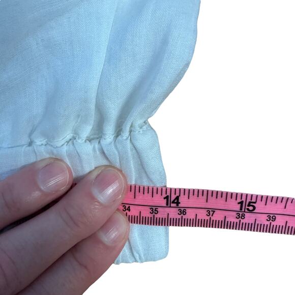 NEW FRAME Ruched Crop Puff Sleeve Blouse Blanc White - Picture 12 of 14